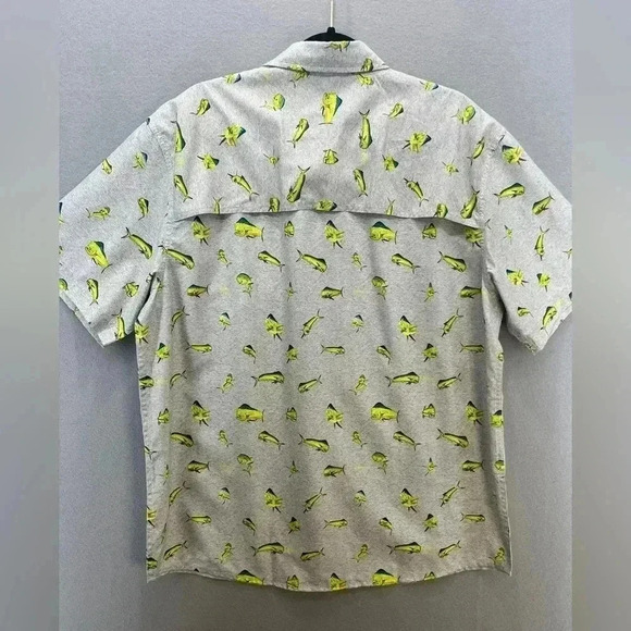 Guy Harvey Button front Resort polyester Fish shirt front pocket short sleeve - Picture 7 of 8